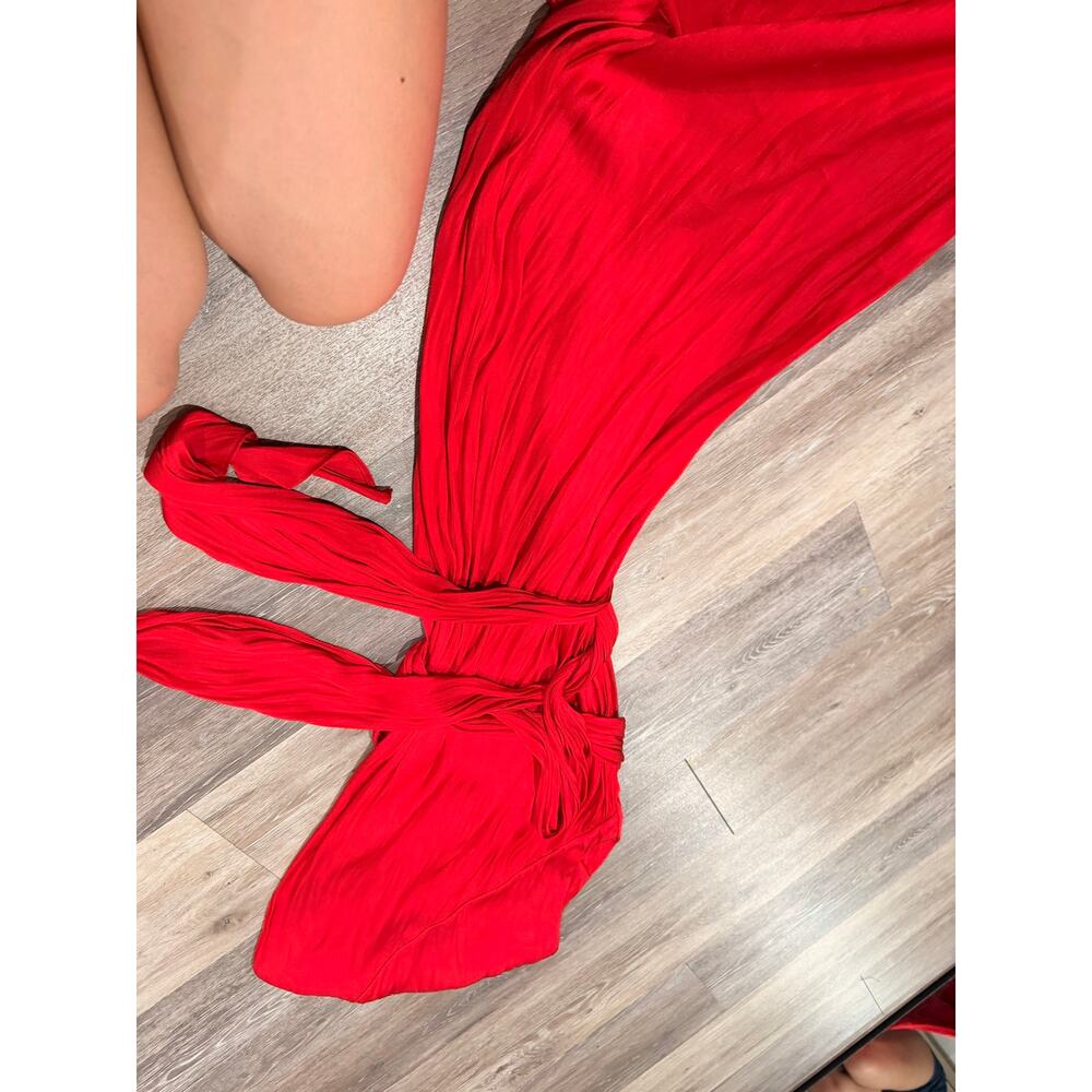 Zara Red Silk Wrap Viral Maxi Dress Size Small - Picture 8 of 8